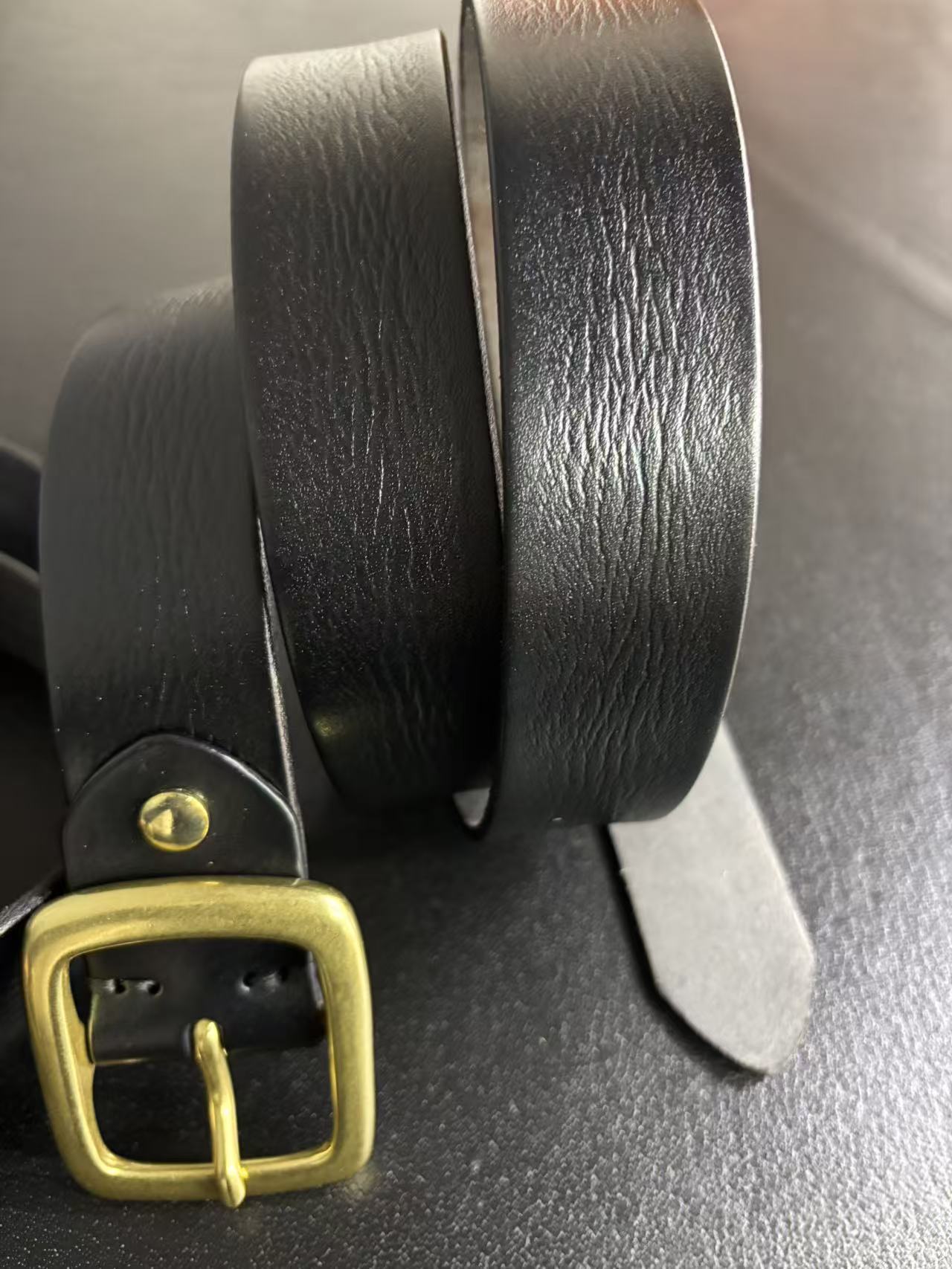 纯铜真扣真皮4.0厚3.8宽100%头层单层真牛皮男士腰带高档休闲百搭