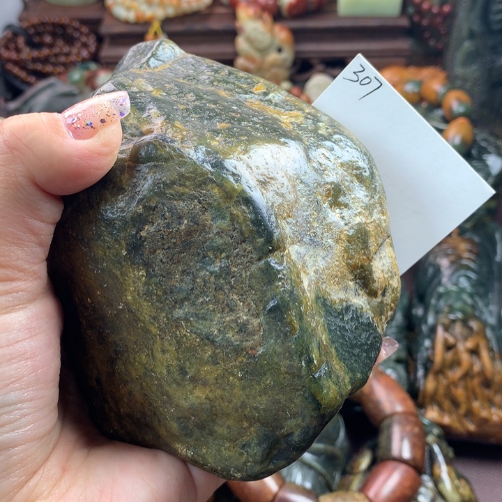 岫岩河磨玉（透闪石质玉）手把未镶嵌