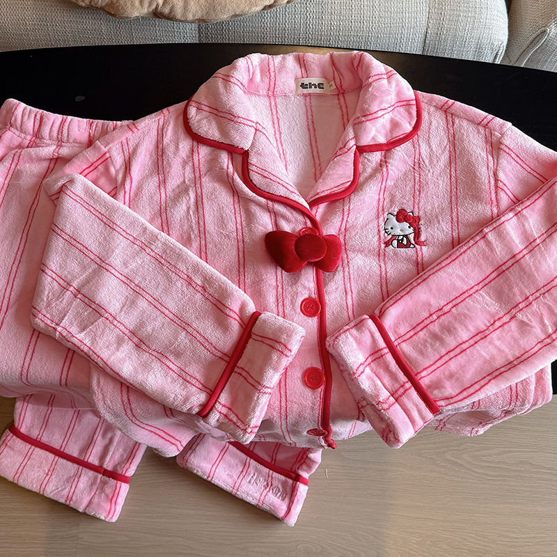 小众设计三O鸥KT系列法兰绒长袖长裤套装