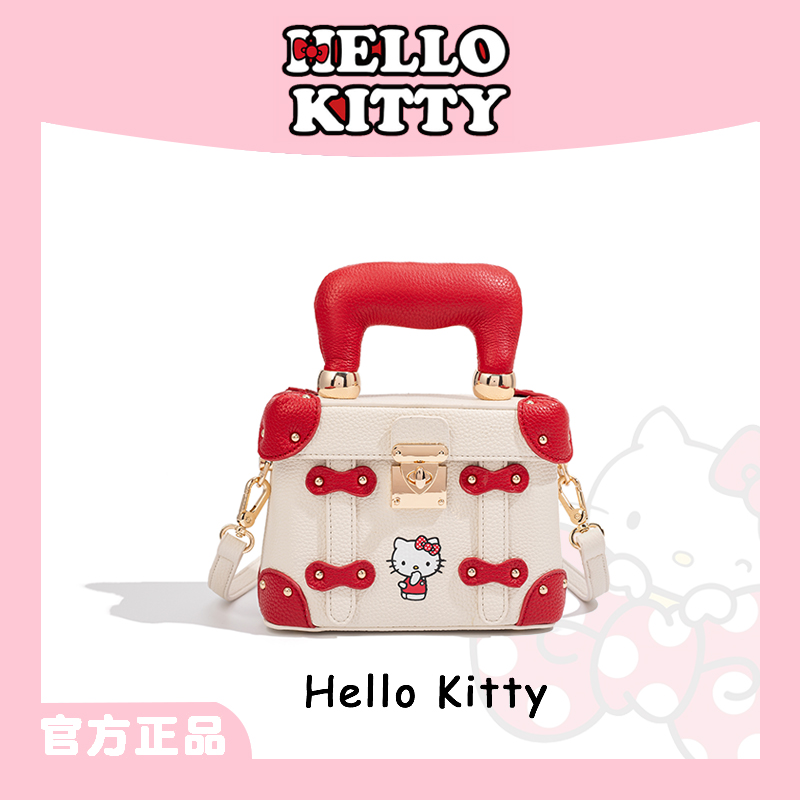 HELLO KITTY/凯蒂猫2025红白相间拼接撞色手提斜跨盒子包