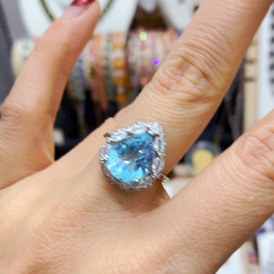 托帕石戒指银S925镶嵌