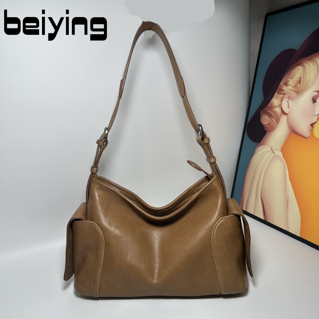 【贝影女包】植鞣头层牛皮真皮逍遥hobo包单肩斜挎大容量通勤包女