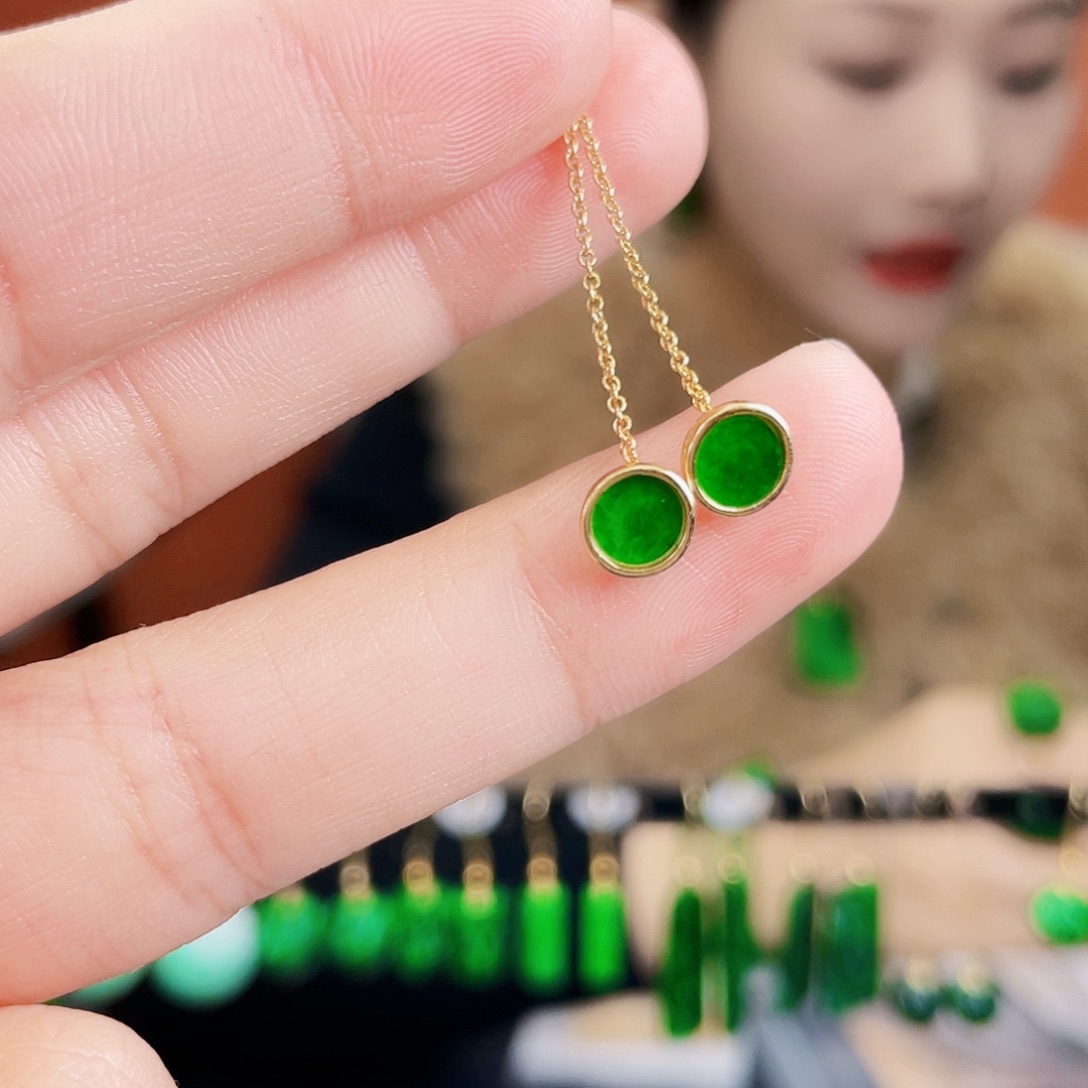 翡翠银S925镶嵌耳饰