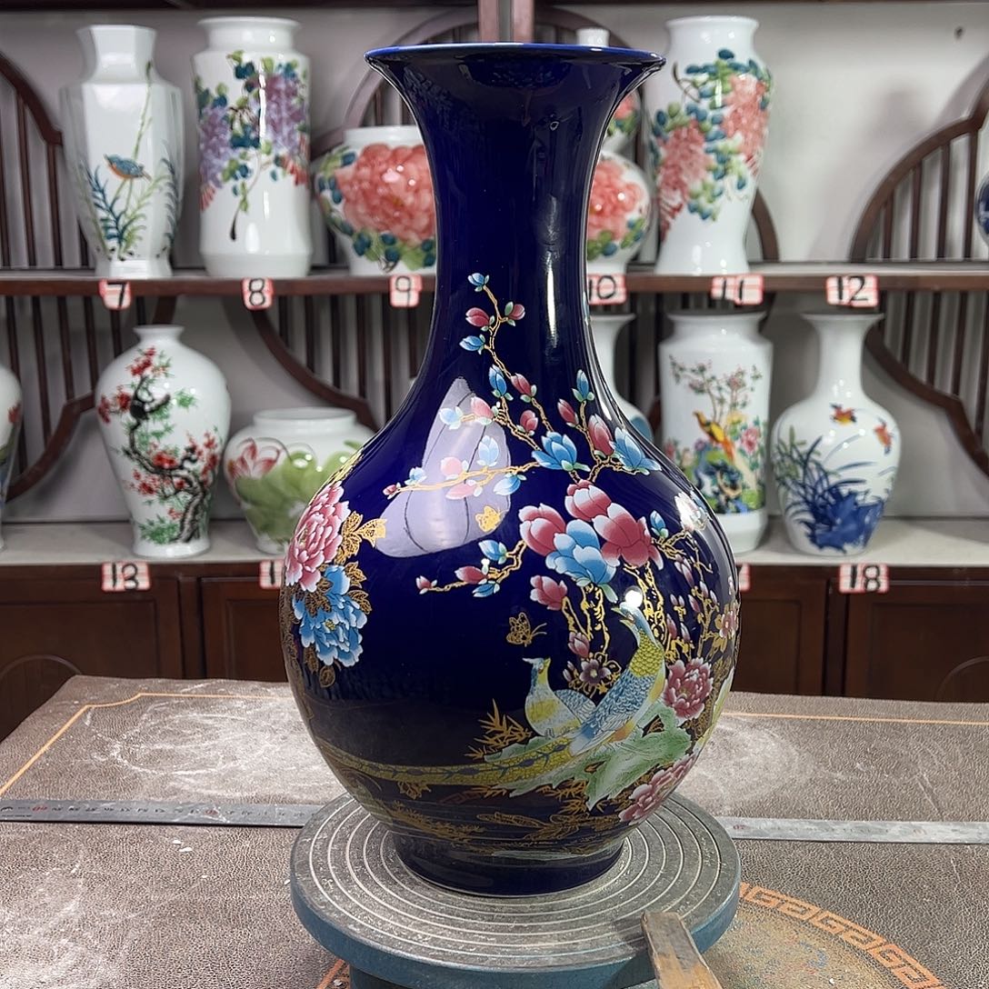 摆件陶景德镇陶瓷赏景泰蓝