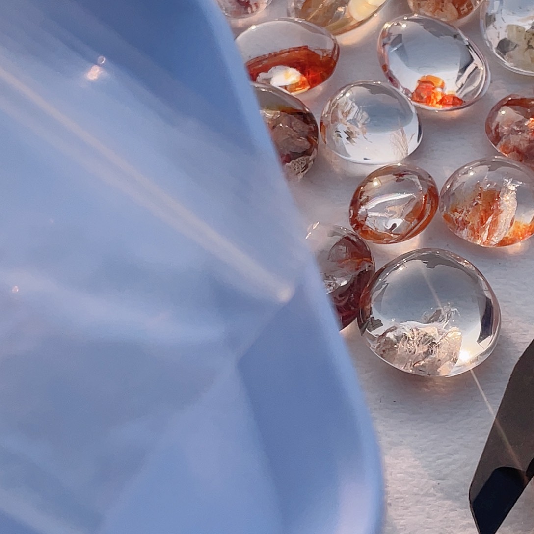 水晶红浇花2个未镶嵌吉*吉