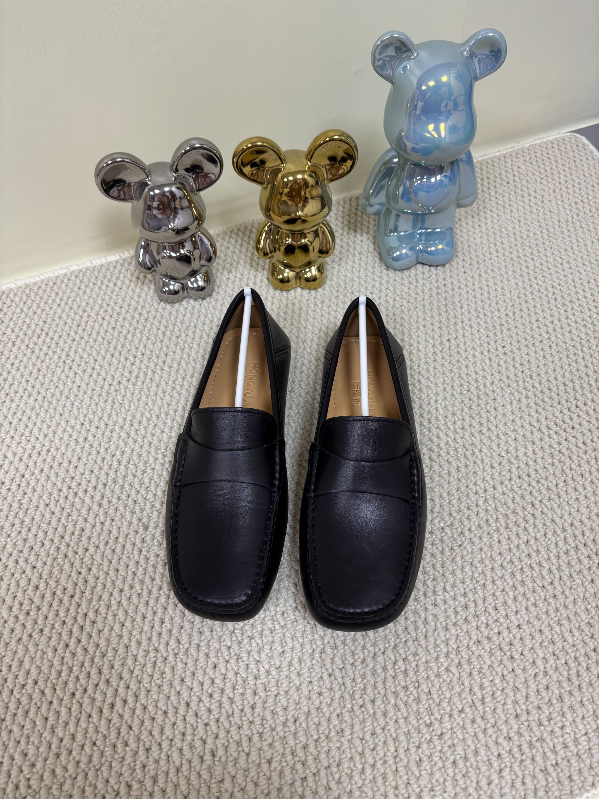 真皮男士豆豆鞋简约大气软底软面休闲乐福鞋平底加绒男士豆豆鞋