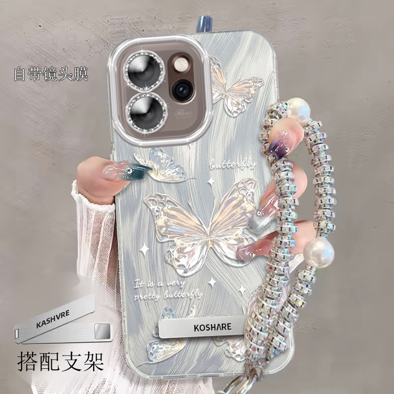 带镜头膜OPPOReno15手机壳PLW110羽纱蝴蝶reno15pro软壳全包新款