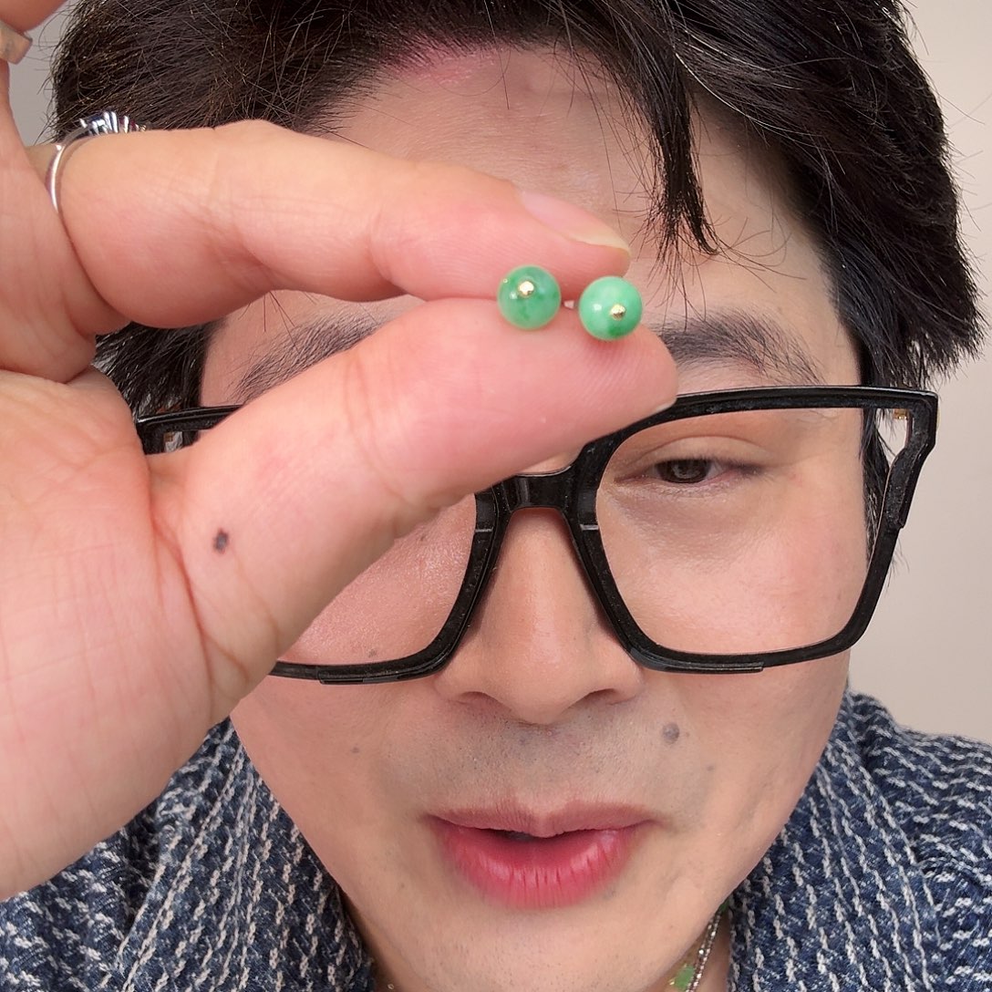 翡翠18K金镶嵌颈饰一对