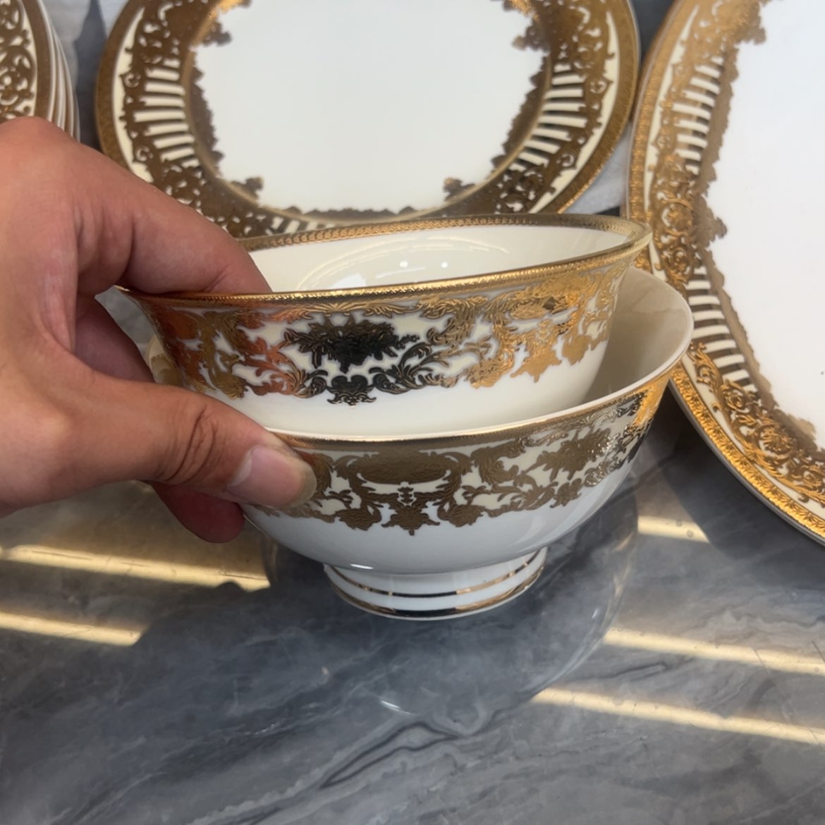 【闪购商品】瓷片5.5寸反口碗+6寸高脚碗两个微瑕