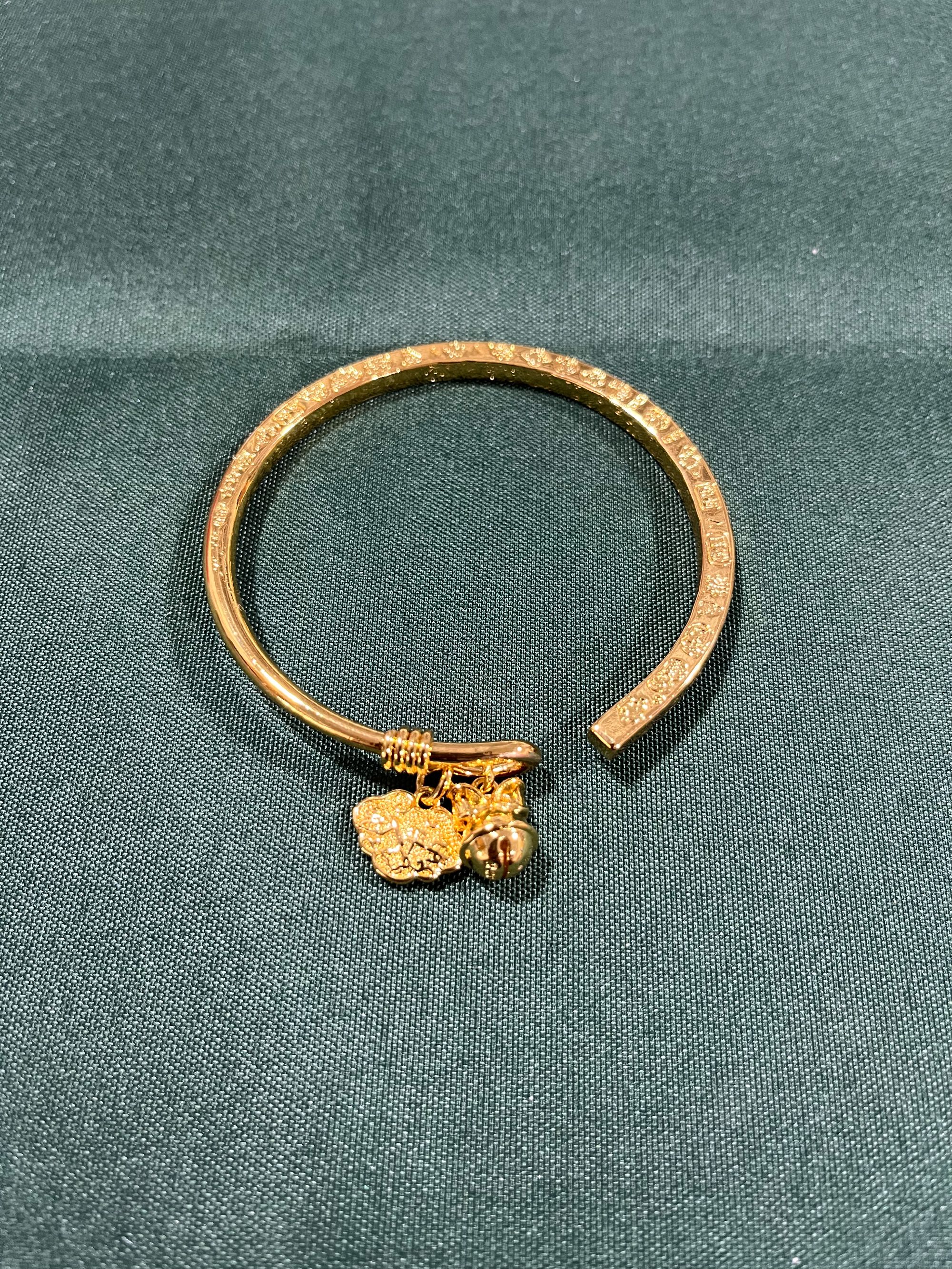 A614时尚百搭 金色精工如意手镯