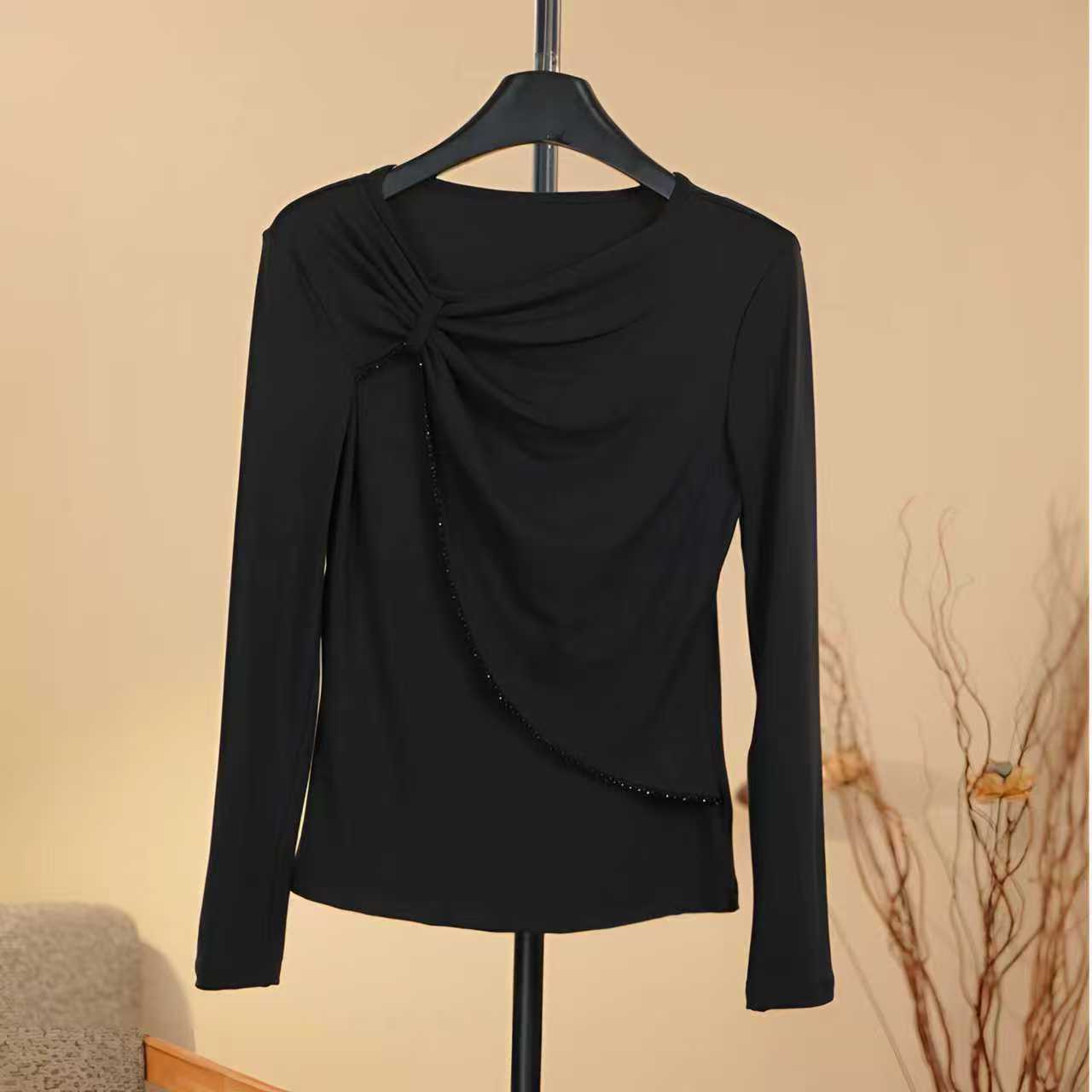 2025新款重磅羊毛加绒加厚斜领不规则设计款轻奢时尚女士C0127