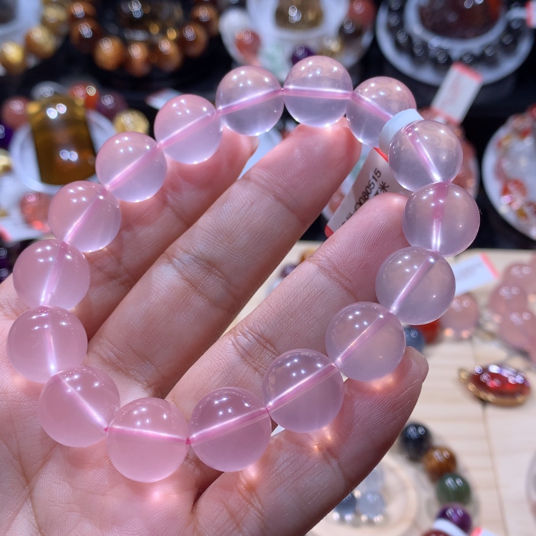 水晶手链未镶嵌粉水晶13mm