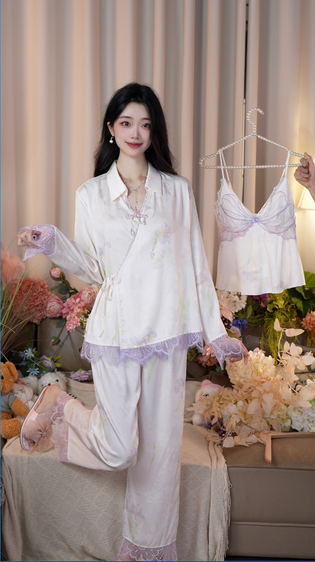 露娜专属【空谷幽兰】原创春夏季新款优雅国风胸垫吊带睡衣家居服