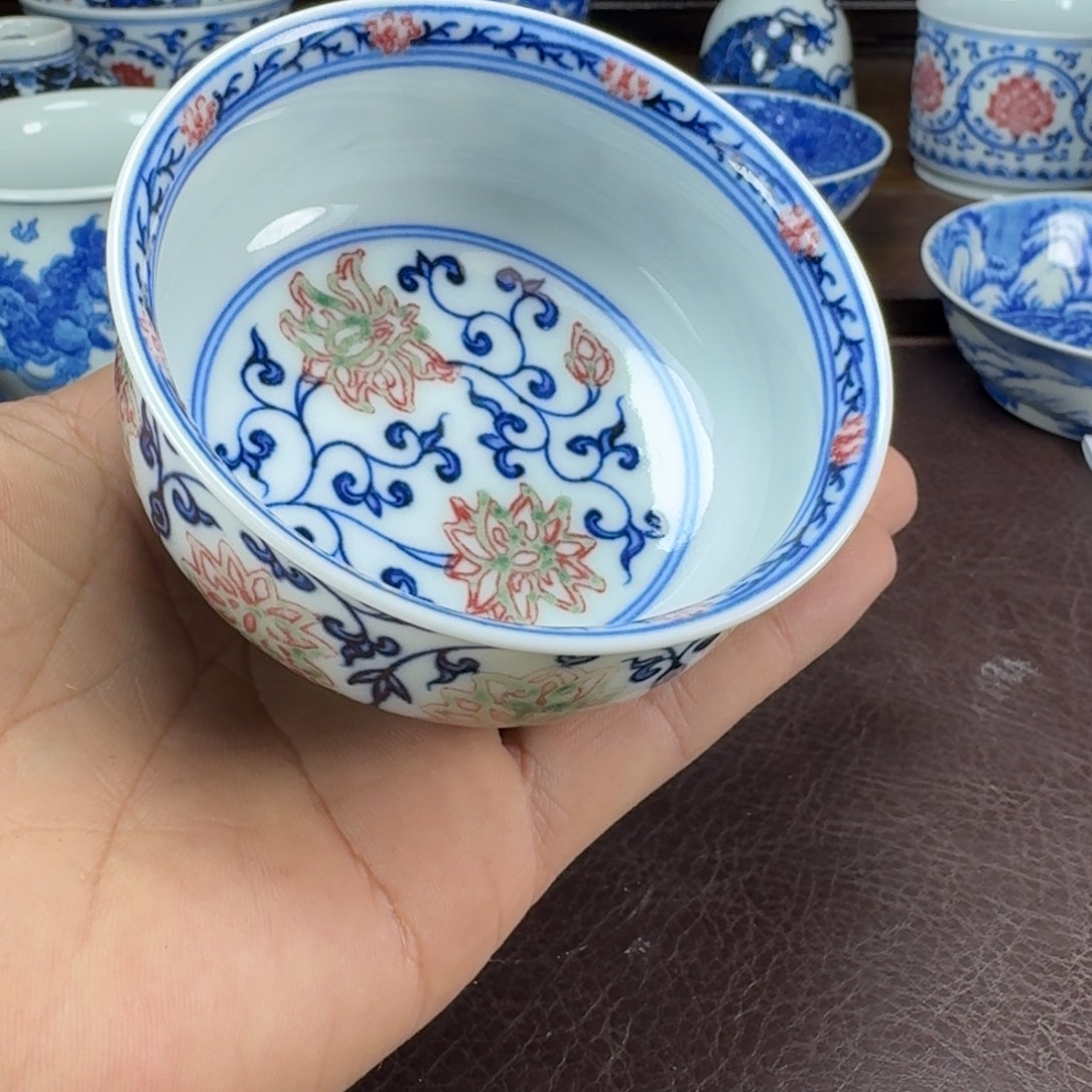 小***天瓷片当代景德镇陶瓷手绘茶具