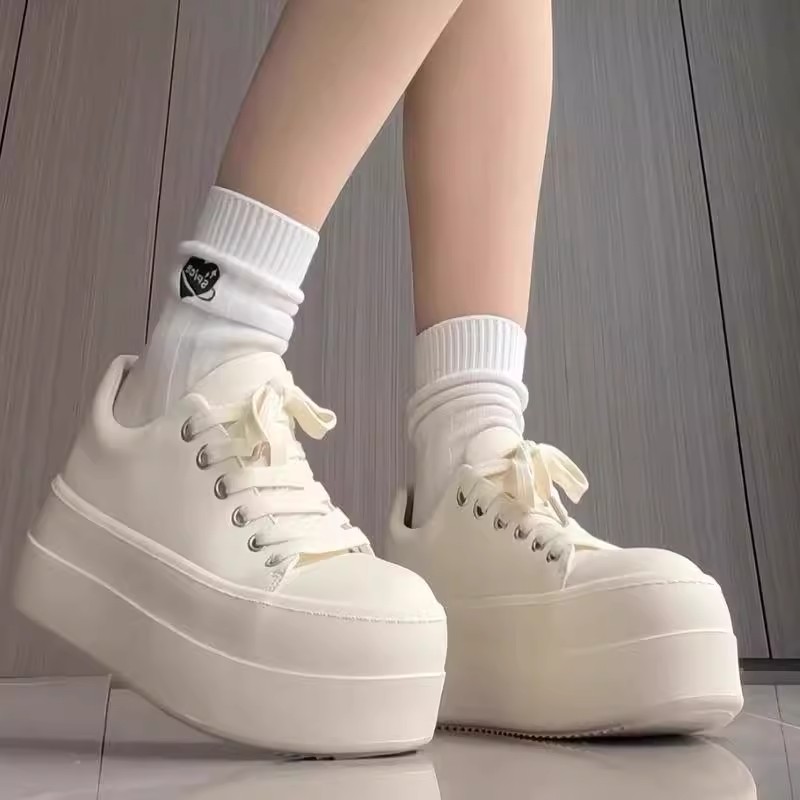 厚底丑萌大头鞋女2025春季新款小个子增高百搭小白鞋休闲运动板鞋