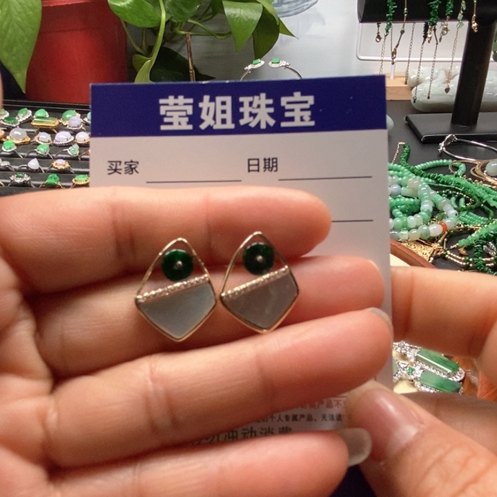 翡翠耳饰合金耳钉