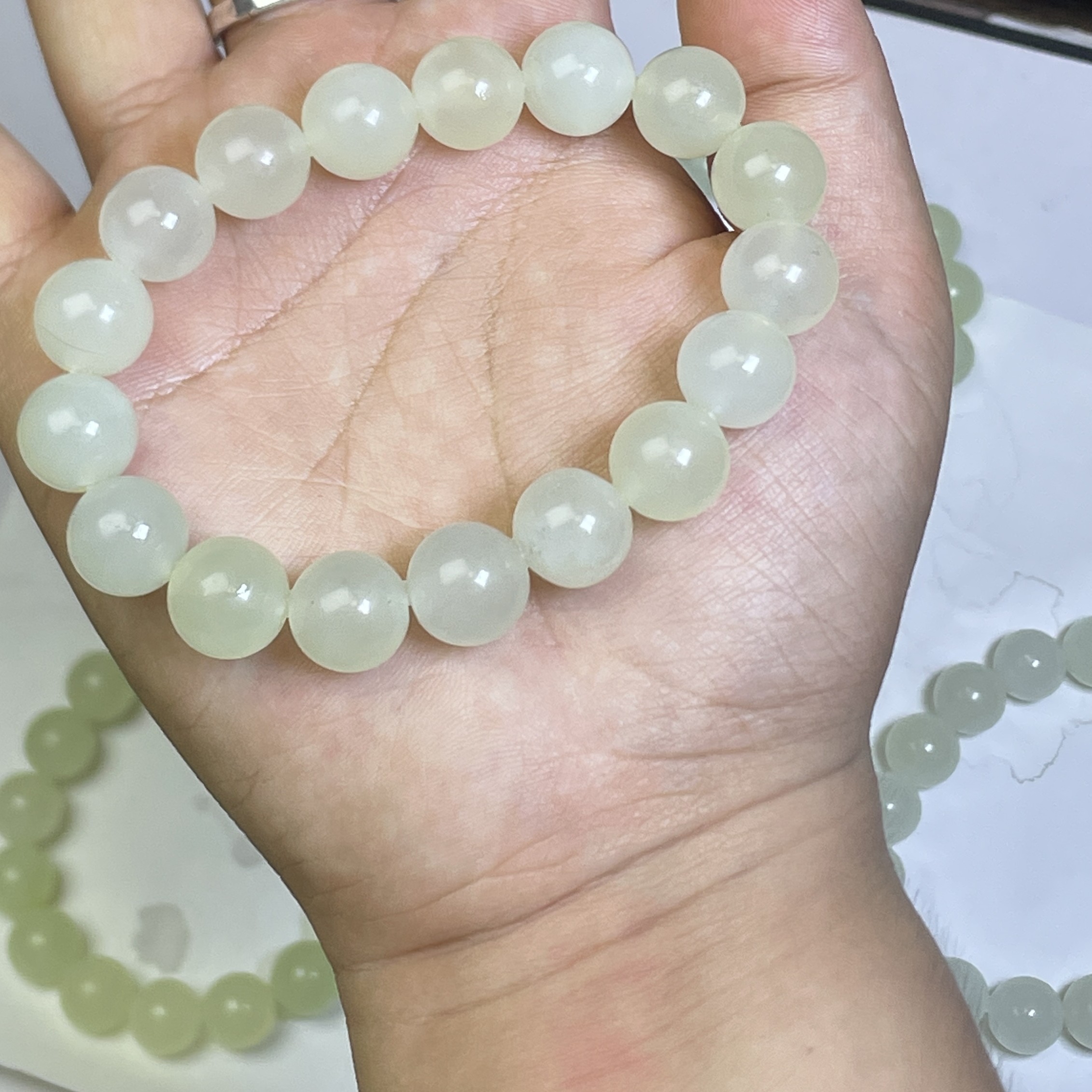 天然岫玉手链手串卡12左右珠可自行拍品随机发