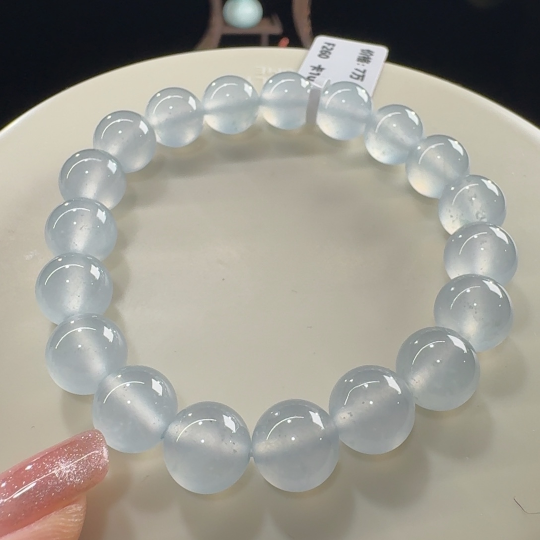 未镶嵌手链翡翠炸光！高冰波蓝钢串卡10