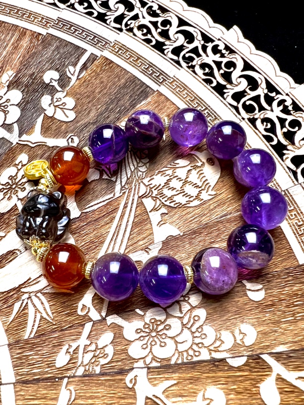 紫幽凤九手串（天然多样性发其一）