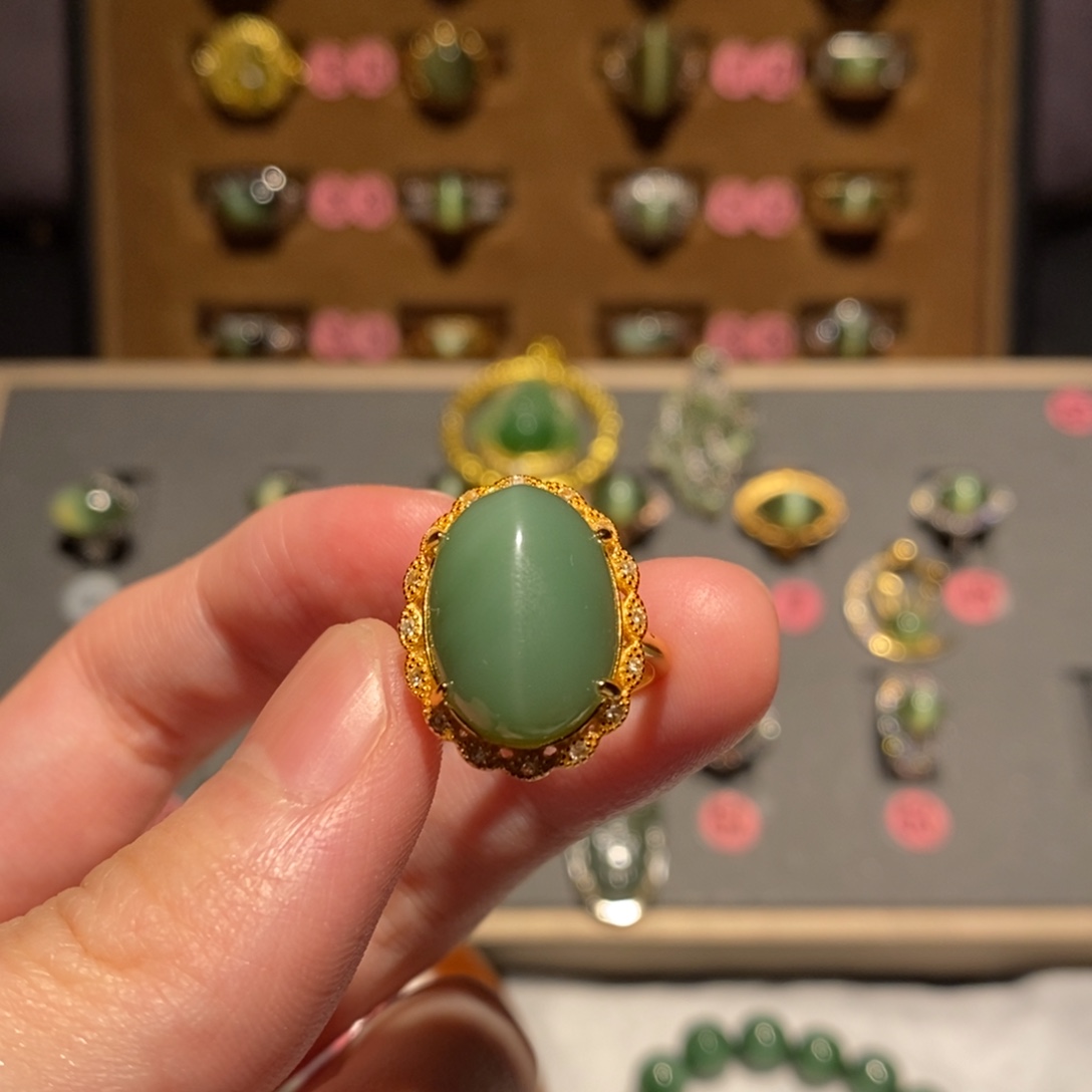 和田玉银S925镶嵌戒指