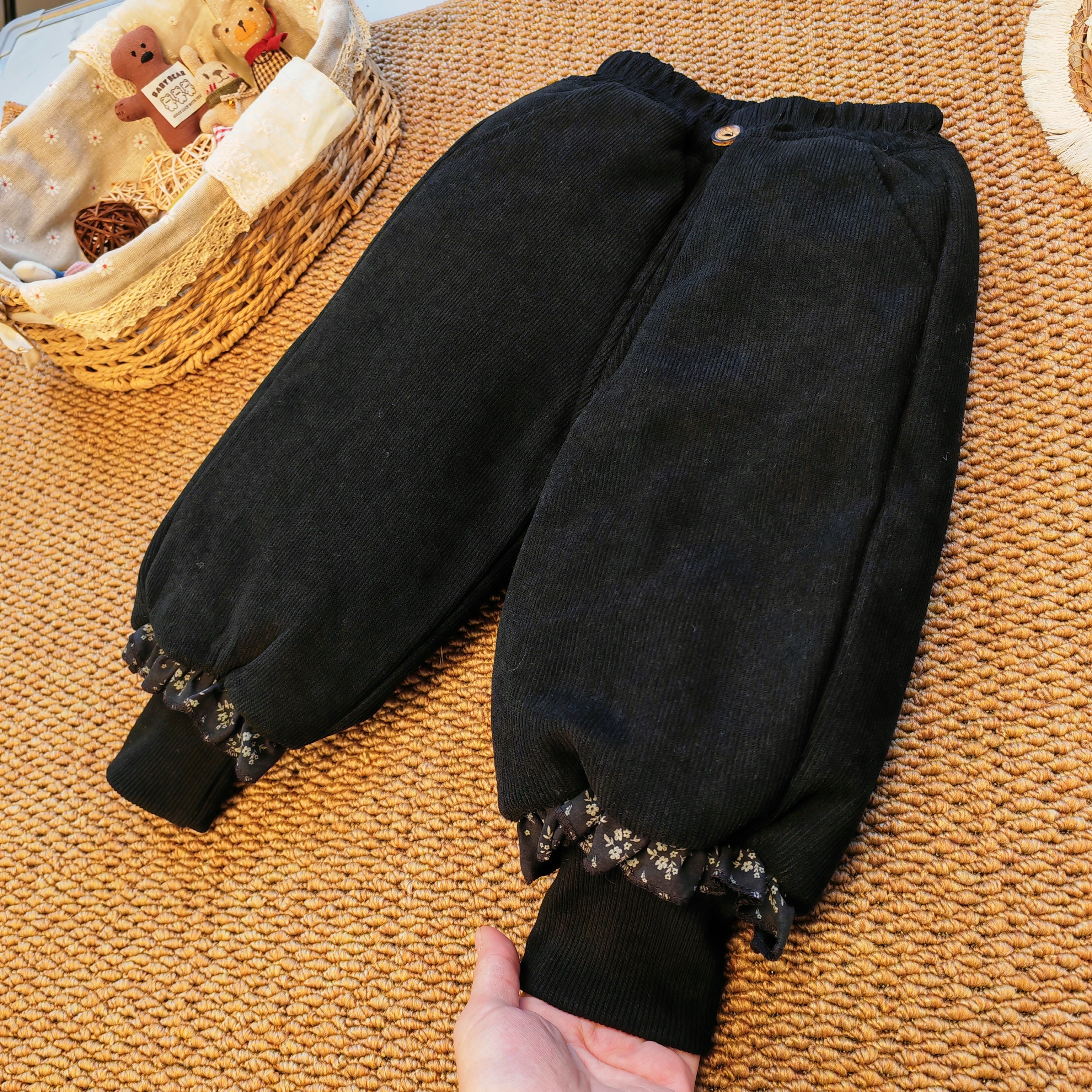 女童冬季棉裤加绒加厚夹棉四层裤子百搭森系束脚公主风外穿韩版