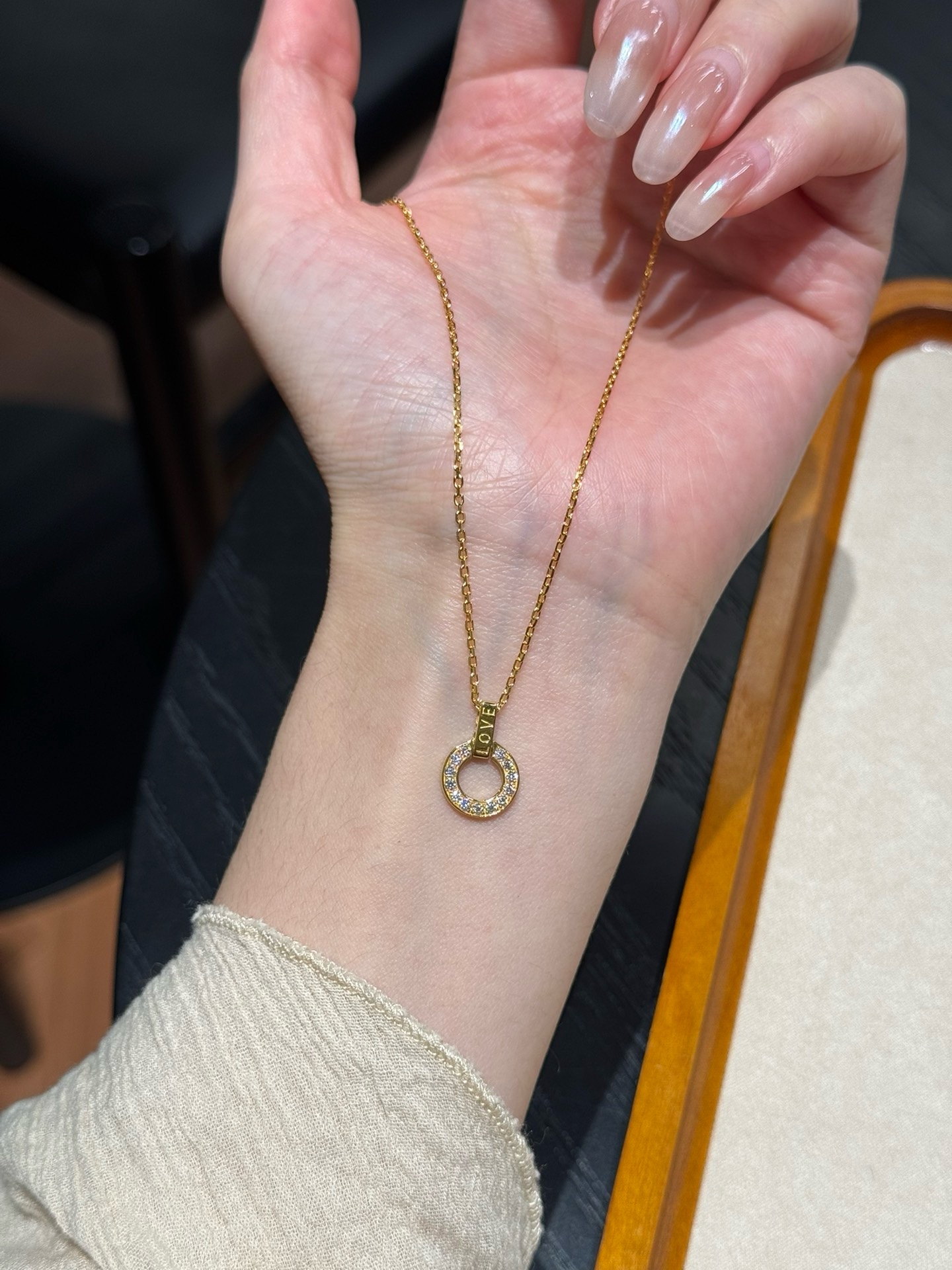 足金999/5G镶嵌/LOVE圆环套链/点购买选克重/按克计费