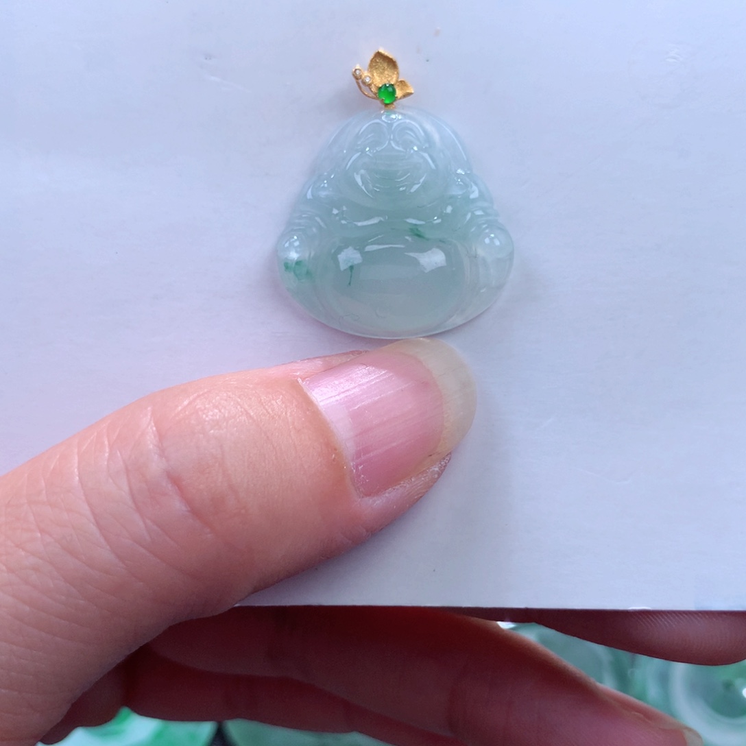 翡翠吊坠(不含链)18K金镶嵌