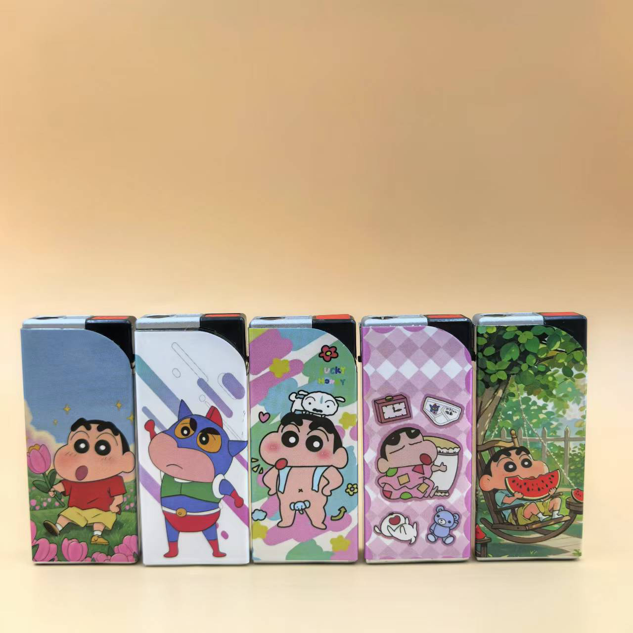 爆款金属卡通蜡笔小新蓝焰直冲网红防风打火机粉色创意礼品送男友