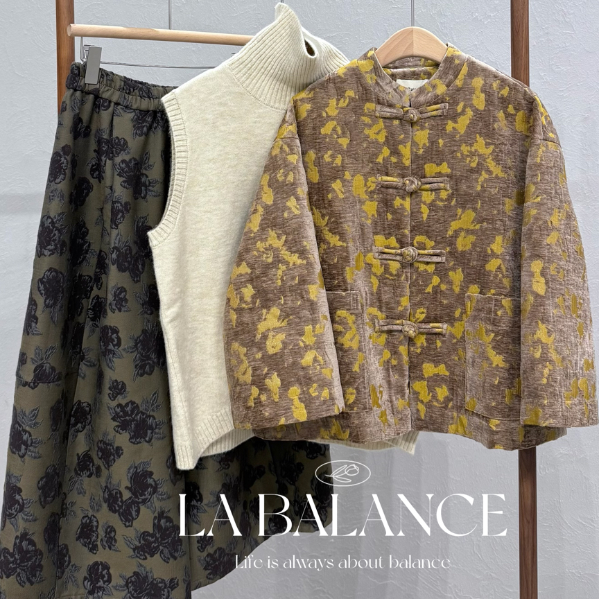 新中式立领复古印花短款女士加厚保暖外套国风秋冬羊毛双面提花