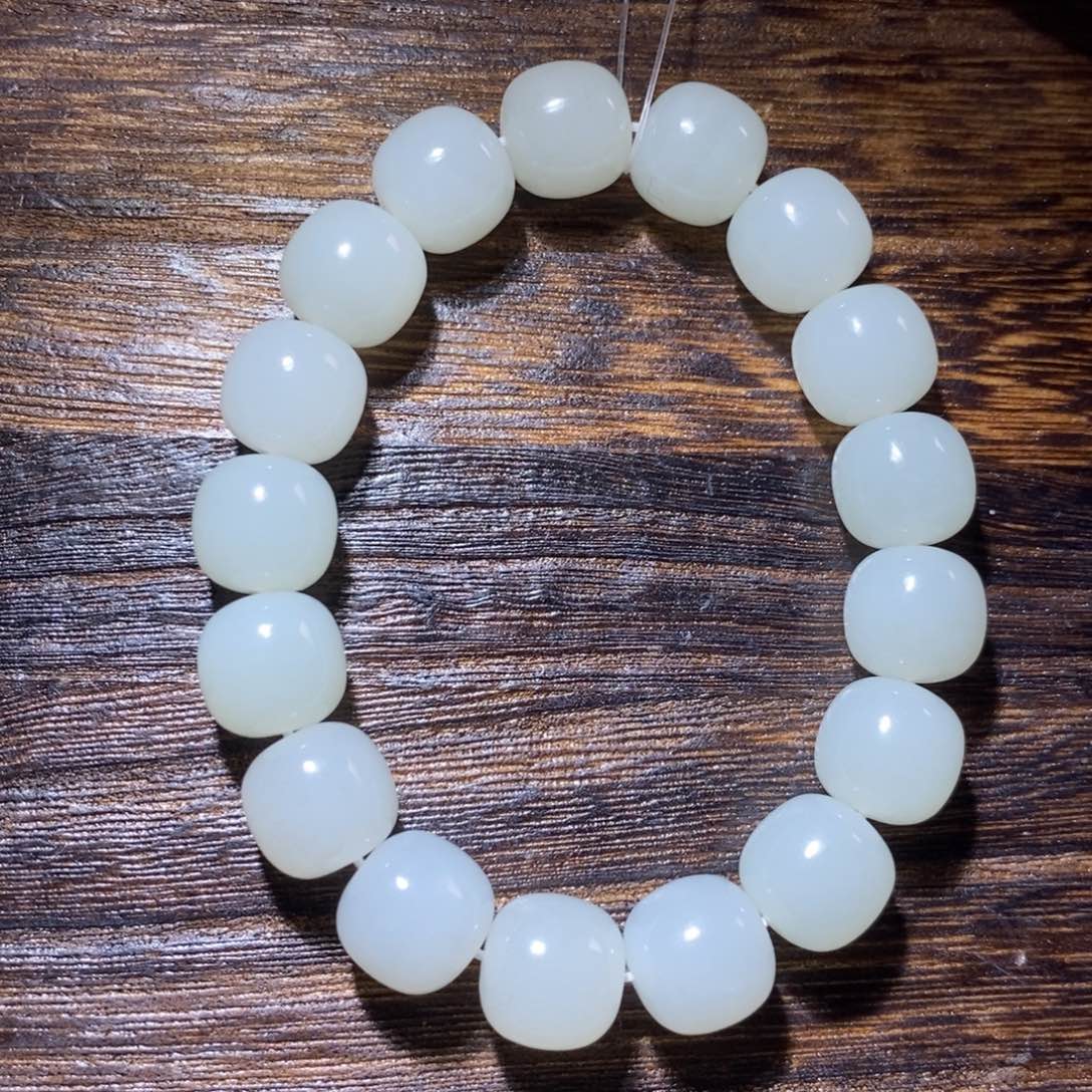 和田玉手串未镶嵌卡13老型