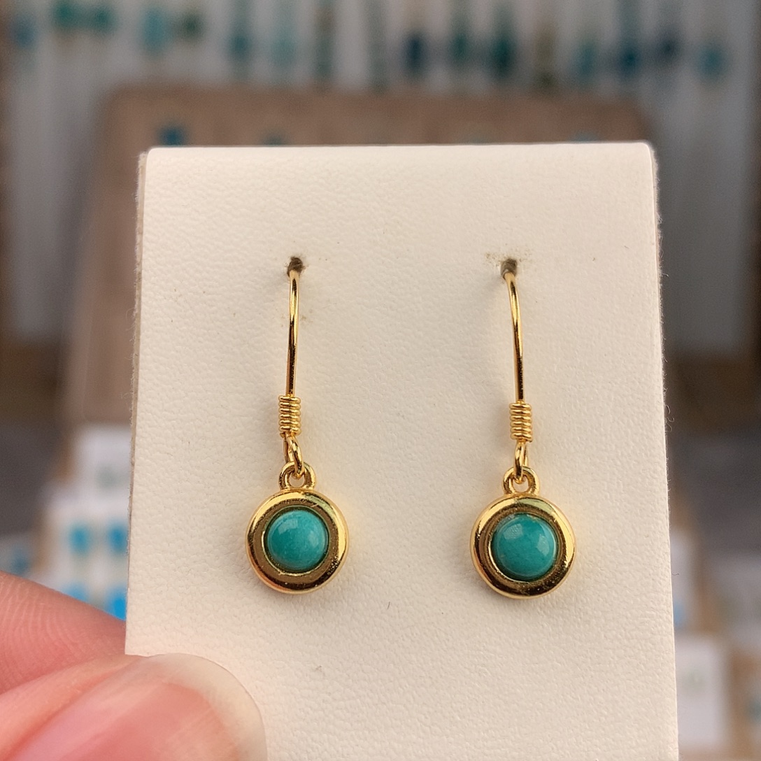 绿松石银S925镶嵌耳饰