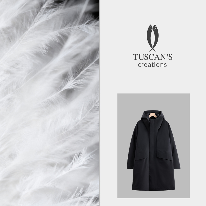 TUSCAN'S CREATIONS冬季男士连帽羽绒服简约长款羽绒服时代双鱼