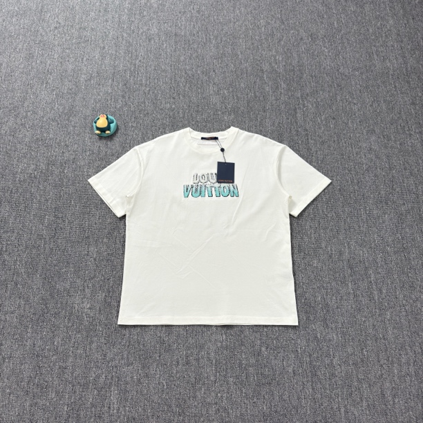 未使用 LouisVuitton/路易威登 LV 白色串珠字母短袖/XL码