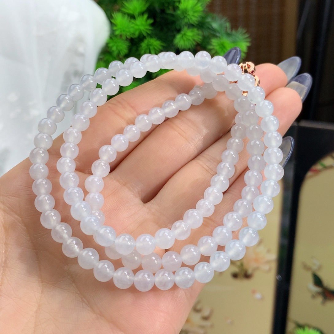 翡翠手链未镶嵌冰胶白月光项链卡5.8m m