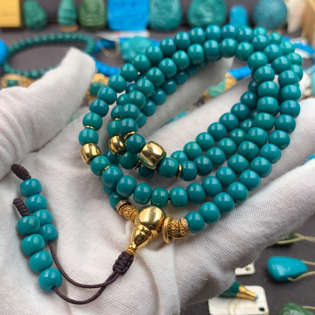 绿松石18K金镶嵌绿松石6.4mm