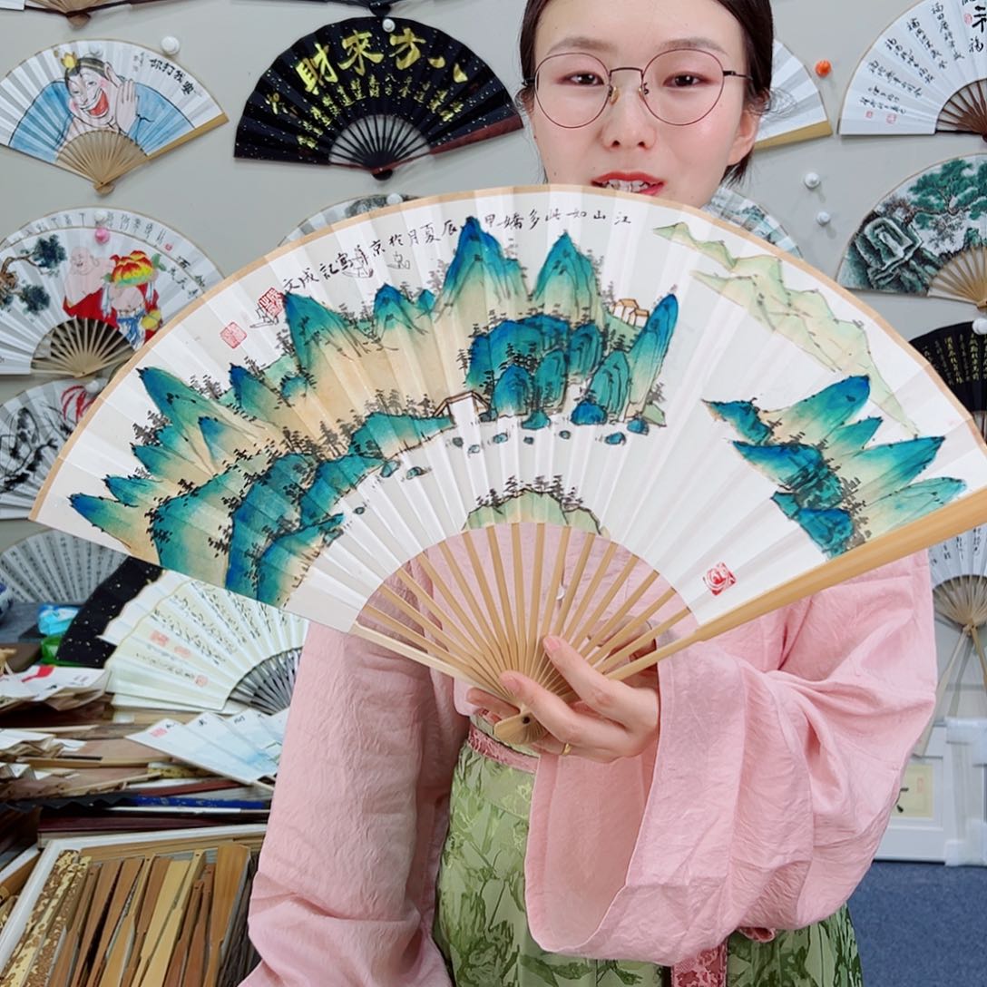 书法九五寸玉竹-文玩扇-手写-粘好发出