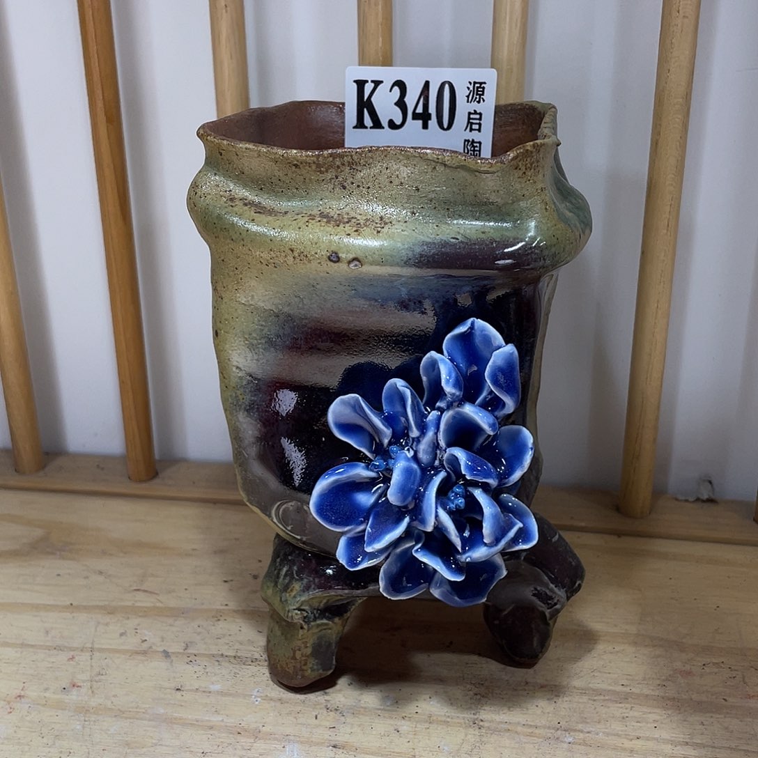 紫砂花盆景德镇陶瓷花盆340