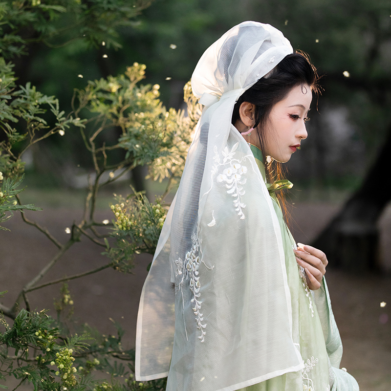 瞳莞原创等风来明制半透明头饰薄纱幅巾汉服妆造发饰2025春夏新品