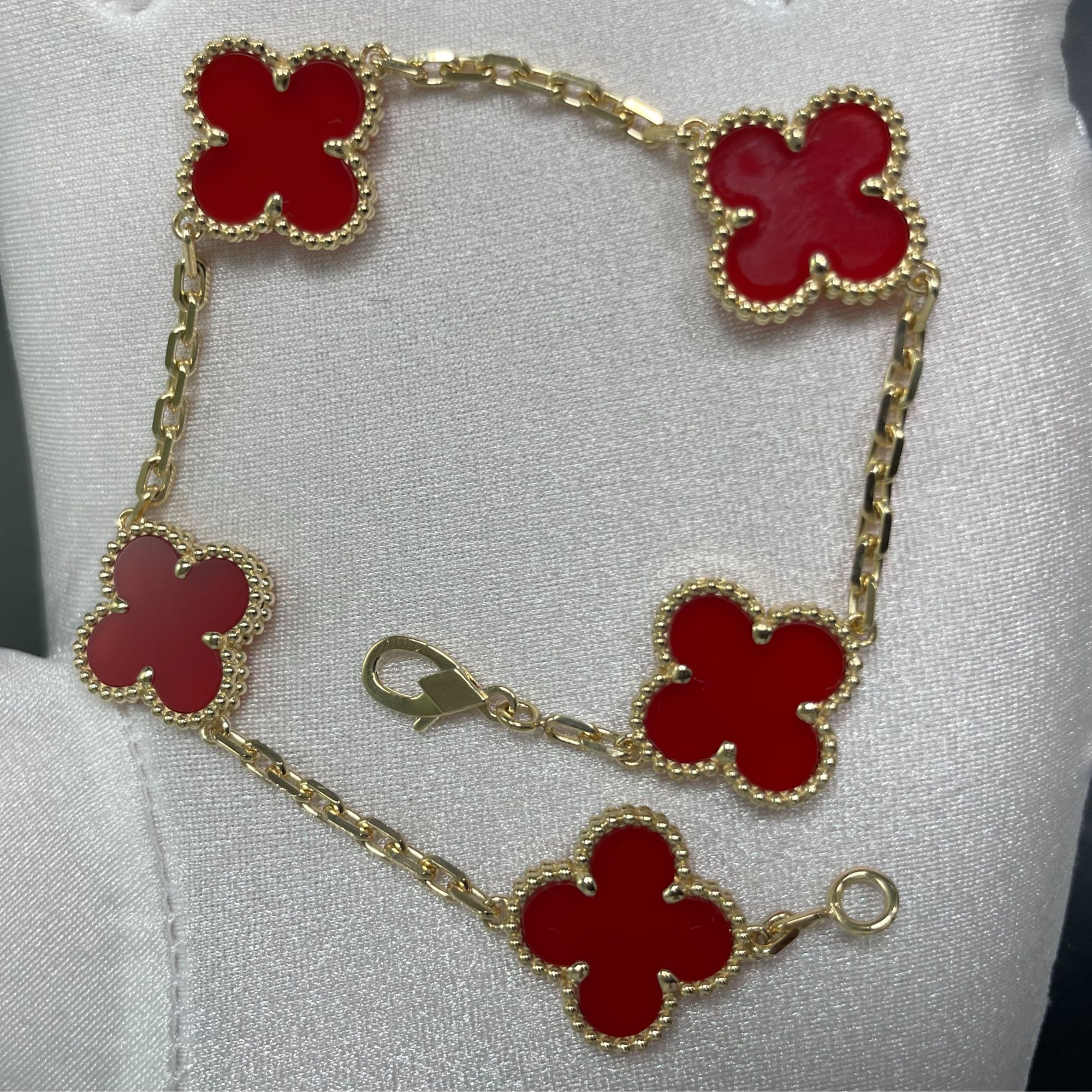 18k金五花红玛瑙手链    多样性发一件