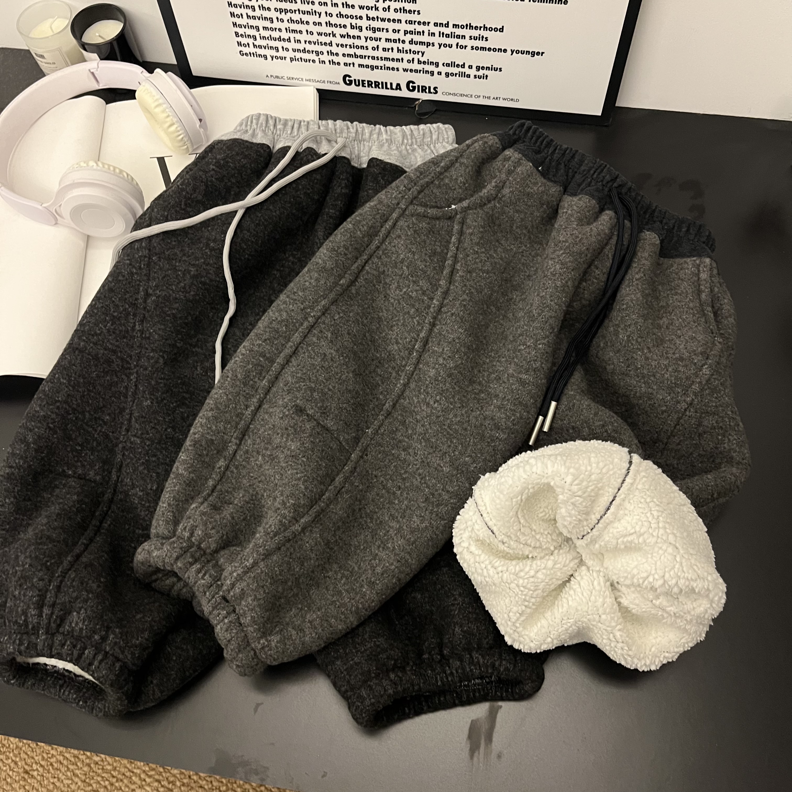 【加绒加厚】男女童秋冬新款韩版百搭卫裤休闲时尚拼色网红卫裤