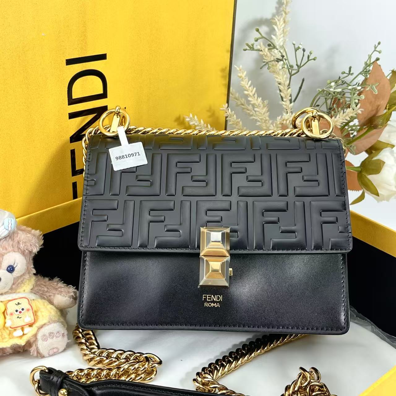 99新 FENDI/芬迪 【TVB识货】 芬迪黑金信封包 
