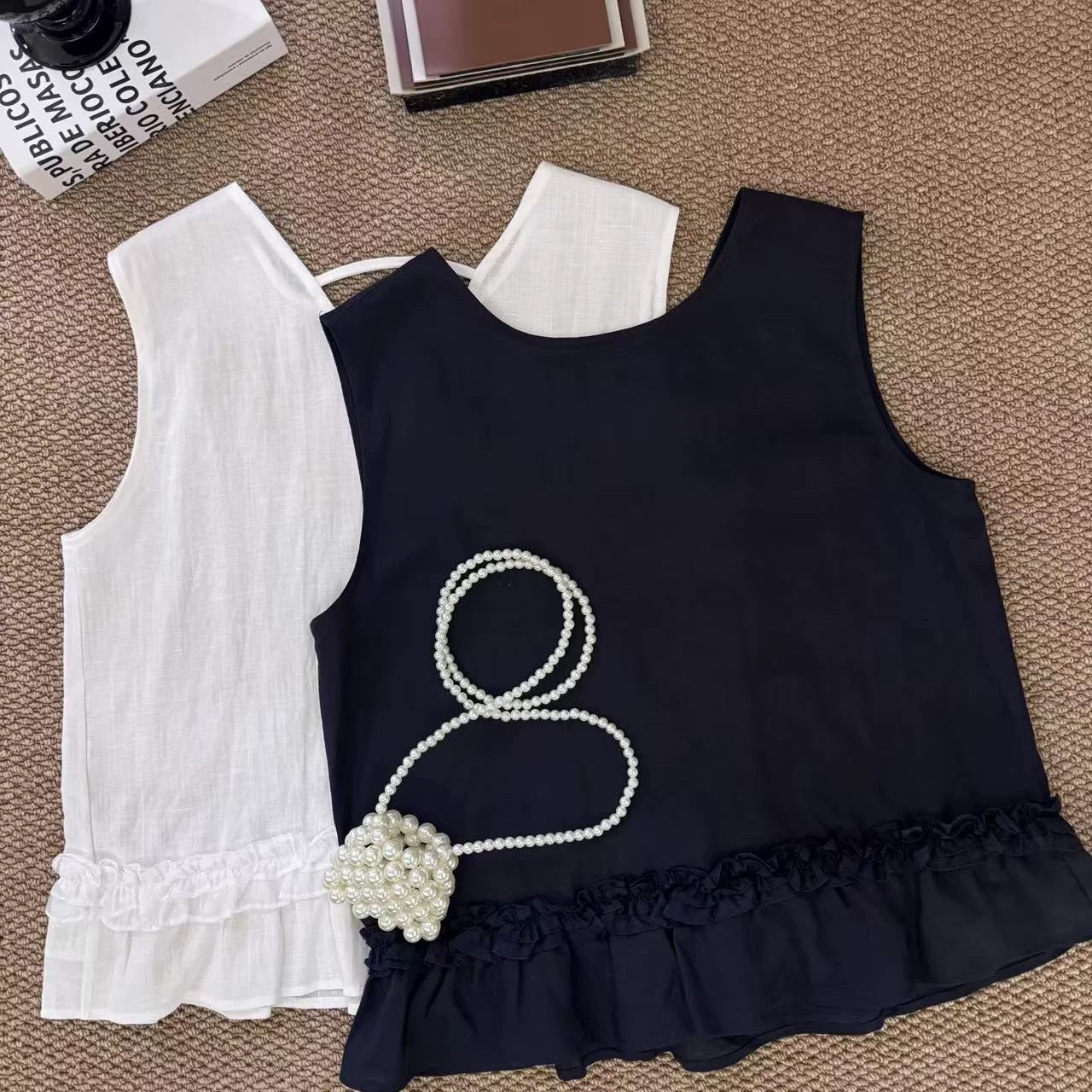 356 夏季新款亚麻甜美无袖上衣