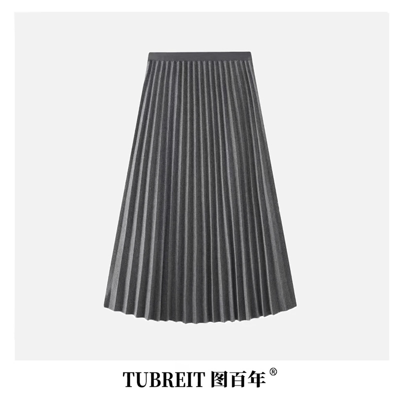 TUBREIT/图百年【福利】气质百搭半身裙秋冬厚款百褶裙中长款大摆裙