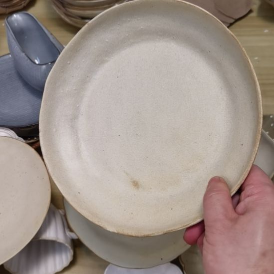 瓷片微瑕粗陶九寸深盘两个一组