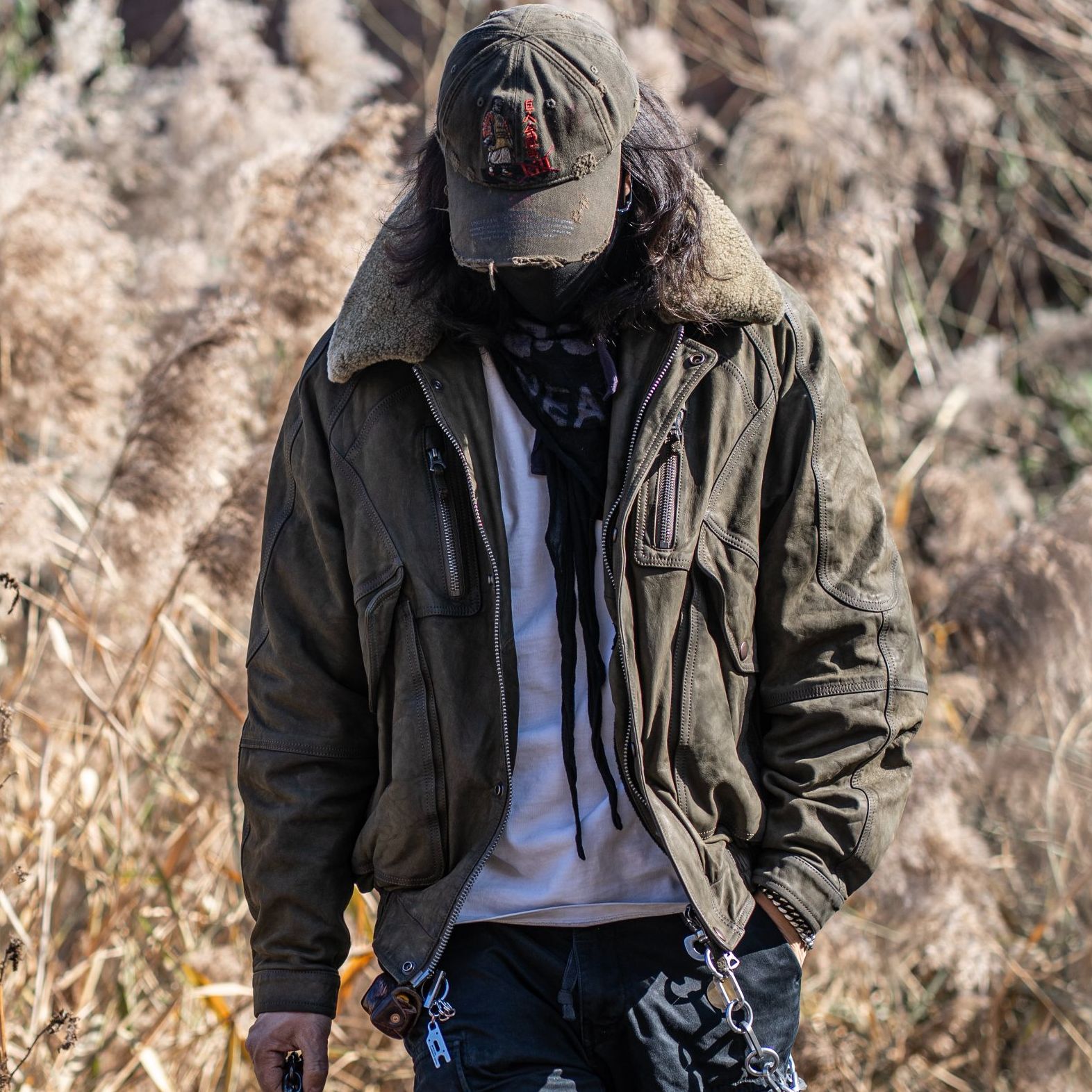 C76077-牛皮新雪丽暖绒复古加厚皮衣男款真皮秋冬机车加绒皮夹克