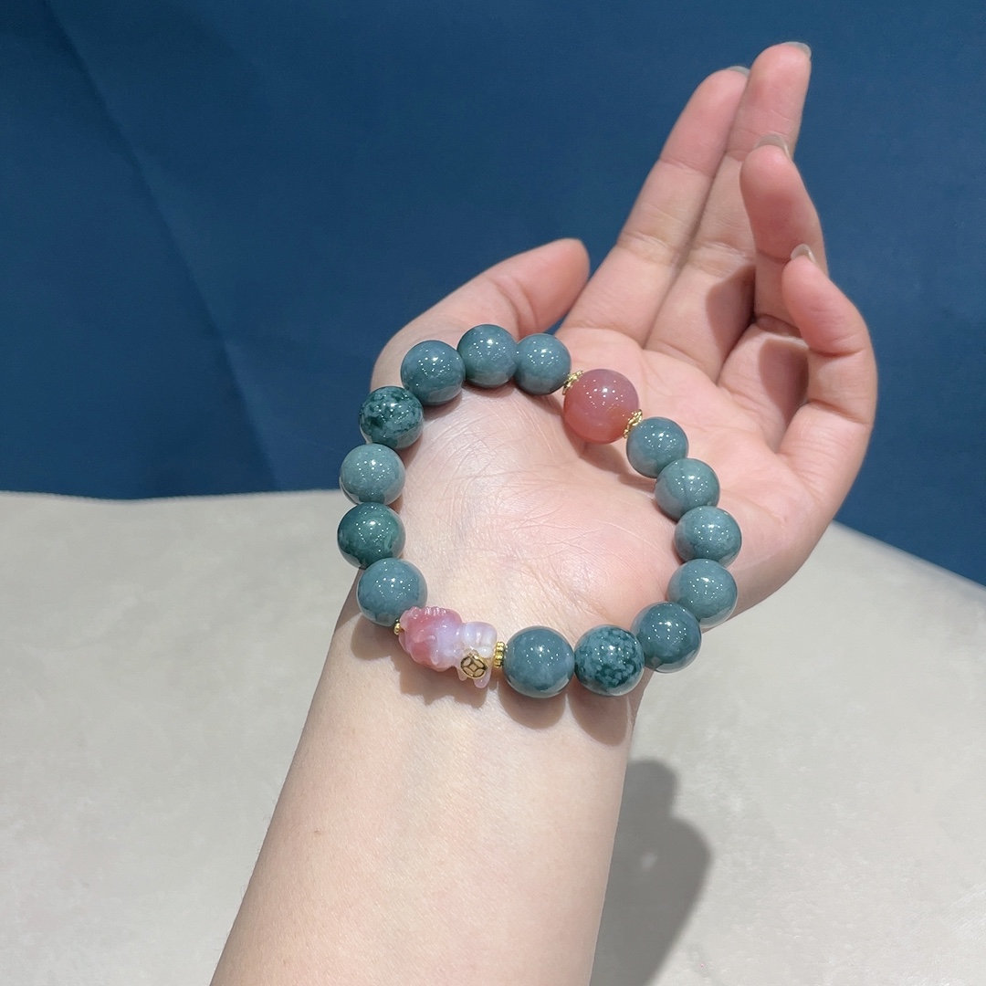 翡翠搭配小龙单圈DIY设计手链手串