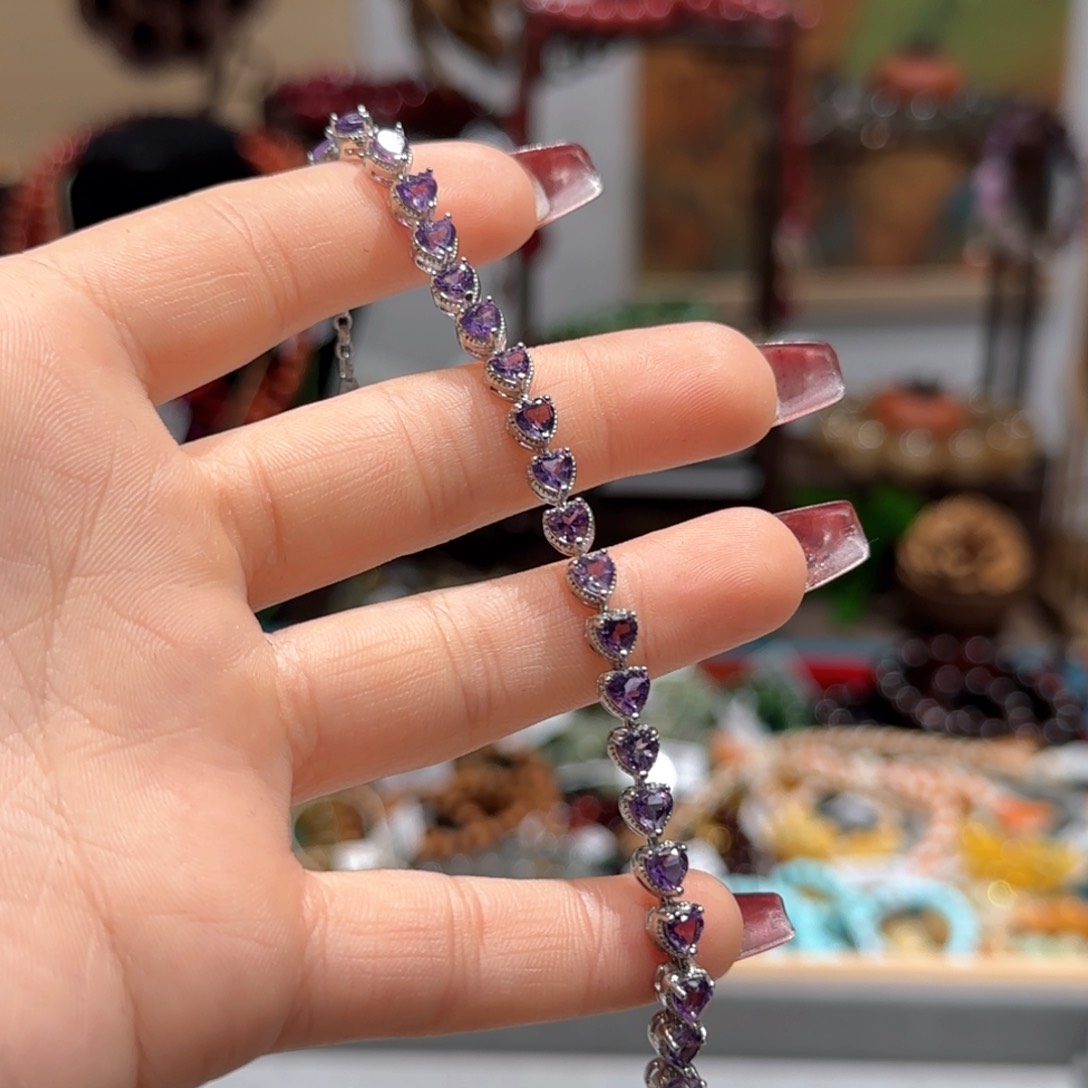 水晶手链银S925镶嵌手链