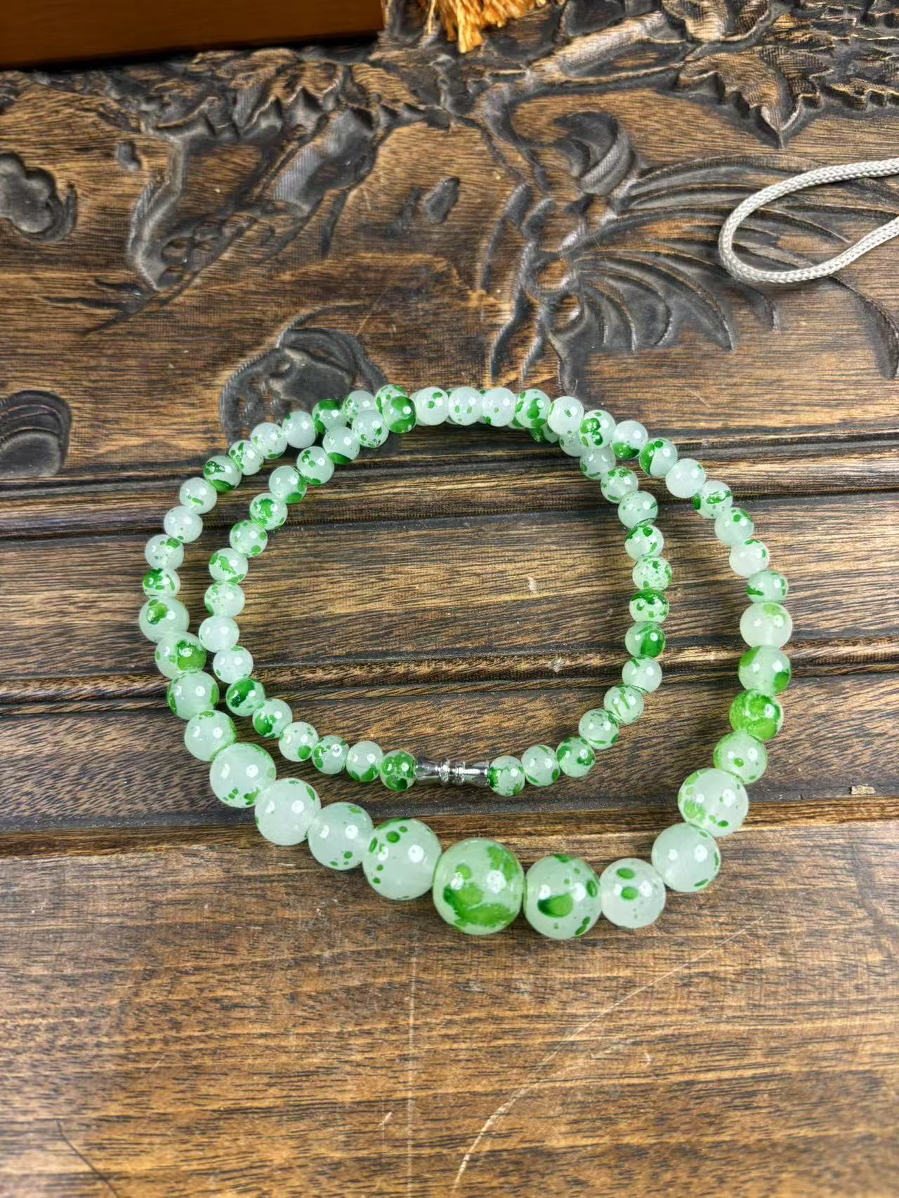 和田玉碧玉菠菜绿项链一个{小七甄选}