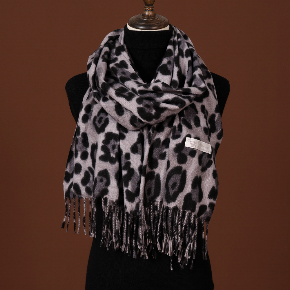 秋冬氛复古氛围感豹纹流苏围巾披肩65X200CM