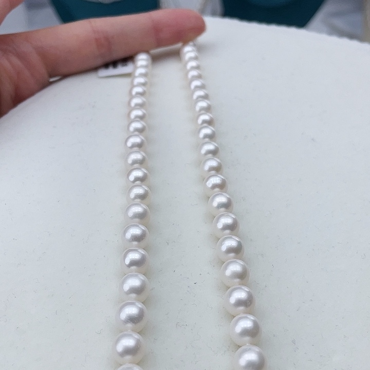淡水珍珠颈饰银S925镶嵌卡8极光冷白高品